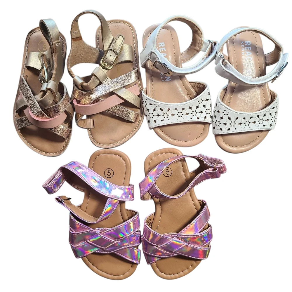 Toddler Girl Sandals Bundle Size 5 | 3 Pairs Cat & Jack Kenneth Cole - Picture 1 of 10